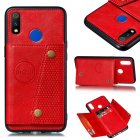 For OPPO Realme 3 PU Leather Flip Stand Shockproof Cell Phone Cover Double Buckle Anti dust Case With Card Slots Pocket red