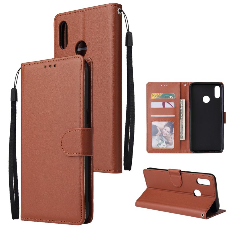 For OPPO Realme 3 Wallet-type PU Leather Protective Phone Case with Buckle & 3 Card Position brown