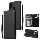 For OPPO Realme 3 Wallet type PU Leather Protective Phone Case with Buckle   3 Card Position black