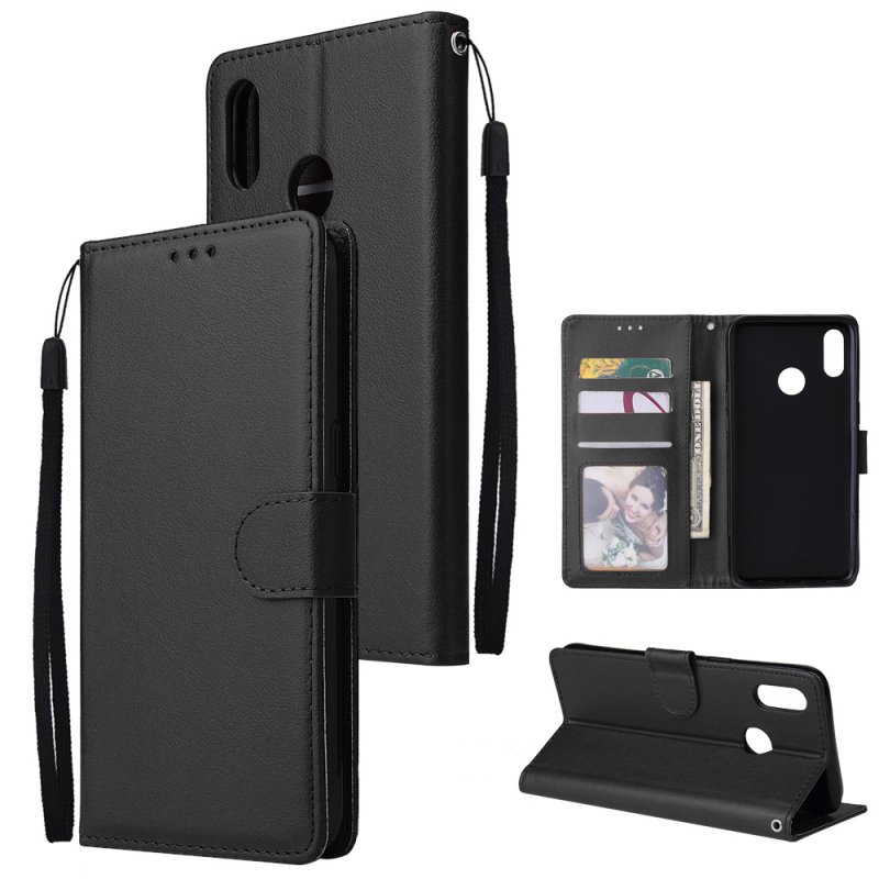 For OPPO Realme 3 Wallet-type PU Leather Protective Phone Case with Buckle & 3 Card Position black