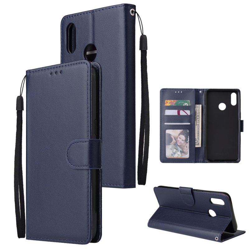 For OPPO Realme 3 Wallet-type PU Leather Protective Phone Case with Buckle & 3 Card Position blue