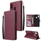 For OPPO Realme 3 Wallet type PU Leather Protective Phone Case with Buckle   3 Card Position Red wine