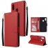 For OPPO Realme 3 Wallet type PU Leather Protective Phone Case with Buckle   3 Card Position red