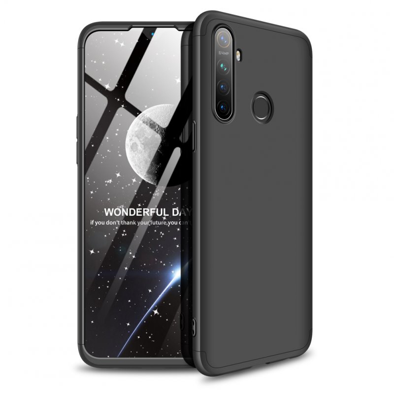 For OPPO Realme 5 Pro Smartphone Case Mobile Phone PC Shell Full Body Protection Anti-Scratch Cover Black