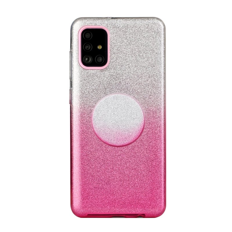 For OPPO Realme 5/Realme 5 Pro/A5 2020/A9 2020/A52/A92 Phone Case Gradient Color Glitter Powder Phone Cover with Airbag Bracket Pink