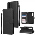 For OPPO Realme C3 Realme 6 PU Leather Mobile Phone Cover with 3 Cards Slots Phone Frame black