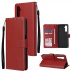 For OPPO Realme C3 Realme 6 PU Leather Mobile Phone Cover with 3 Cards Slots Phone Frame red
