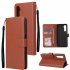 For OPPO Realme C3 Realme 6 PU Leather Mobile Phone Cover with 3 Cards Slots Phone Frame wine red