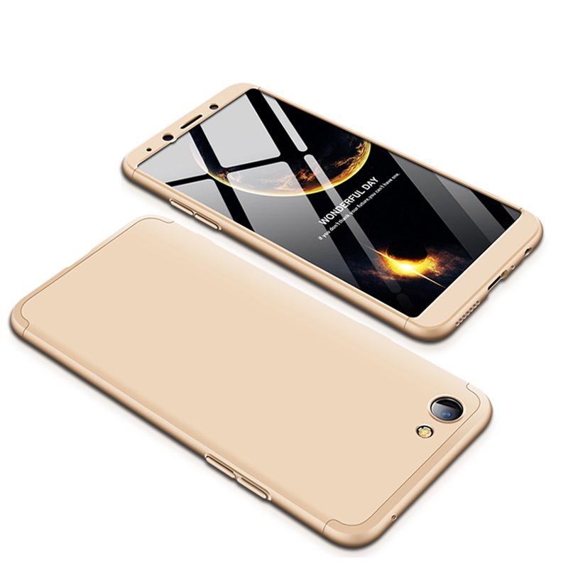 For OPPO Redlme 1/F7 Youth Ultra Slim PC Back Cover Non-slip Shockproof 360 Degree Full Protective Case Gold