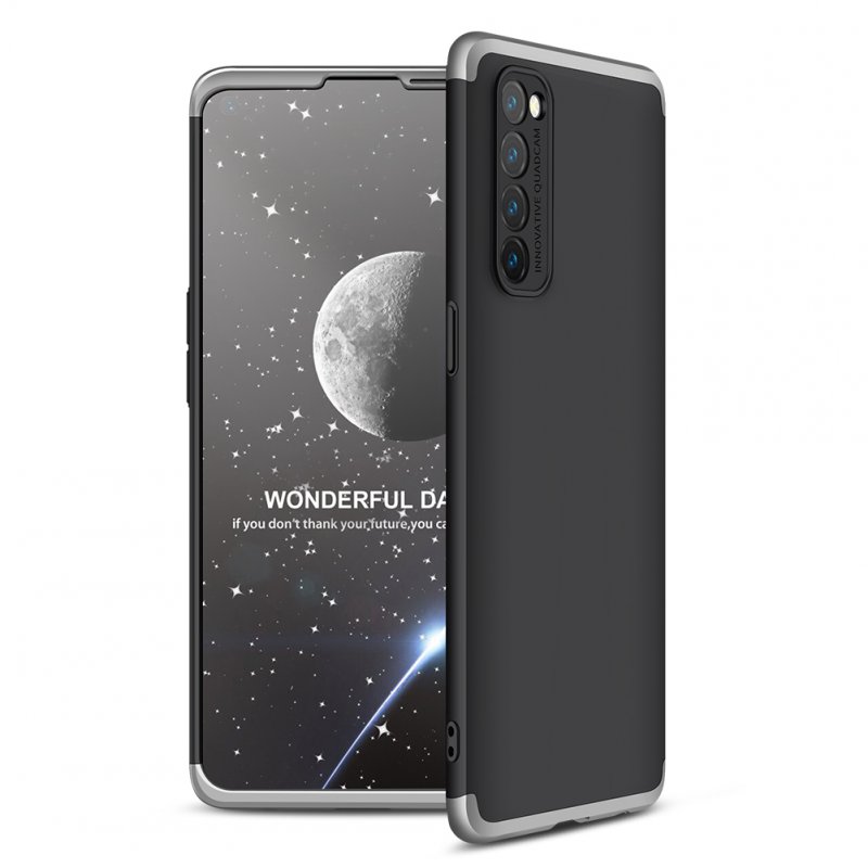 For OPPO Reno 4 /Reno 4 Pro International Edition Mobile Phone Cover 360 Degree Full Protection Phone Case Silver black silver