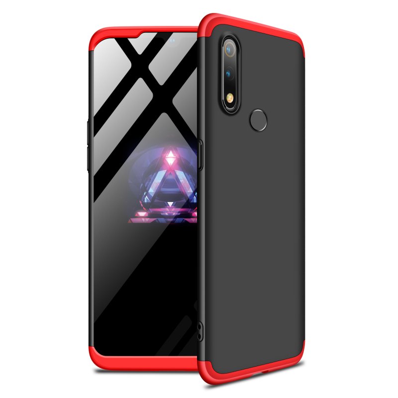 For Oppo Realme 3 pro Ultra Slim PC Back Cover Non-slip Shockproof 360 Degree Full Protective Case Red black red