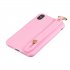 For Redmi 6A Simple Solid Color Chic Wrist Rope Bracket Matte TPU Anti scratch Non slip Protective Cover Back Case 5 dark pink
