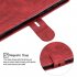 For Redmi 7A Denim Pattern Solid Color Flip Wallet PU Leather Protective Phone Case with Buckle   Bracket red