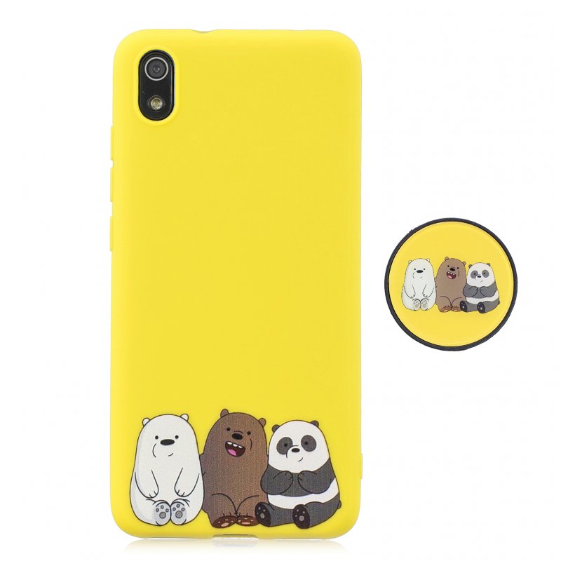 For Redmi 7A Soft TPU Full Cover Phone Case Protector Back Cover Phone Case with Matched Pattern Adjustable Bracket 7