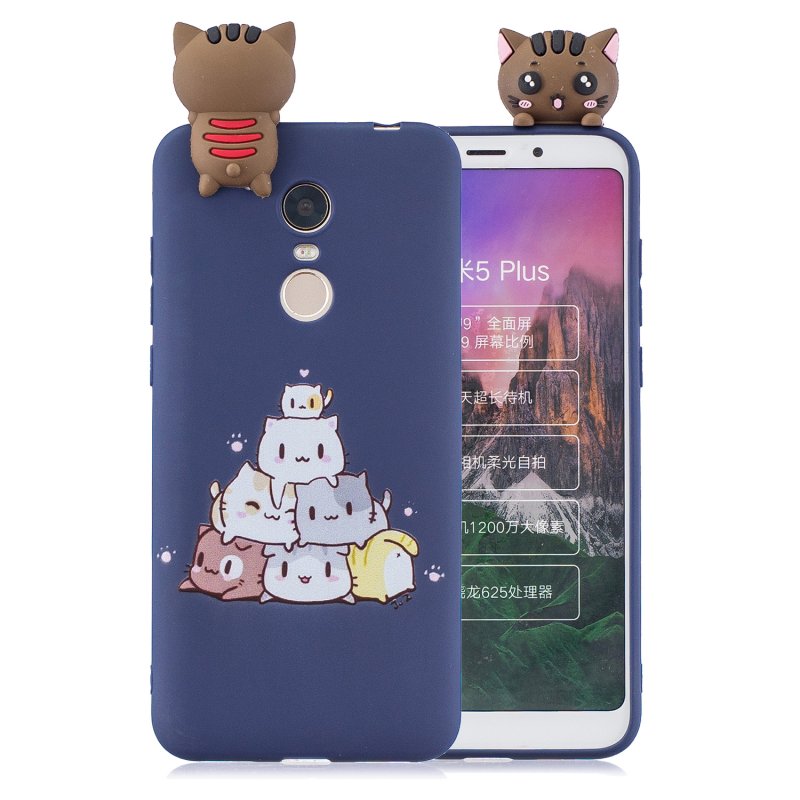 For Redmi 8/8A/5/Note 8T Mobile Phone Case Cute Cellphone Shell Soft TPU Cover with Cartoon Pig Duck Bear Kitten Lovely Pattern Royal blue