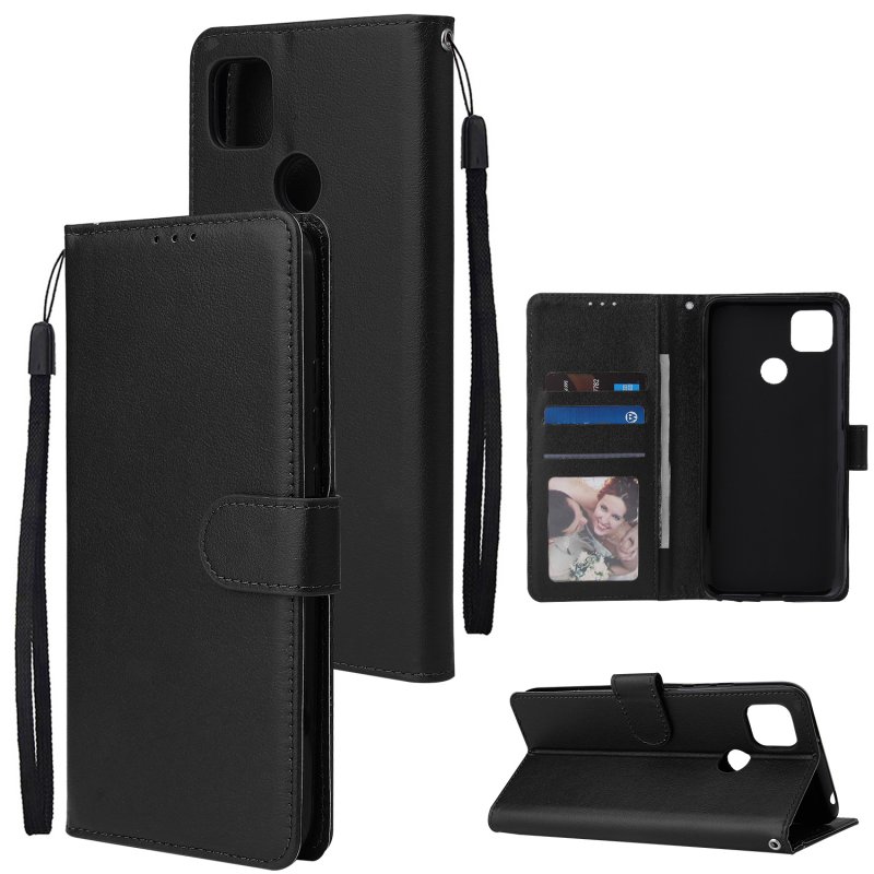 For Redmi 9A/Redmi 9C PU Leather Mobile Phone Cover with 3 Cards Slots Phone Frame black