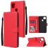 For Redmi 9A Redmi 9C PU Leather Mobile Phone Cover with 3 Cards Slots Phone Frame red