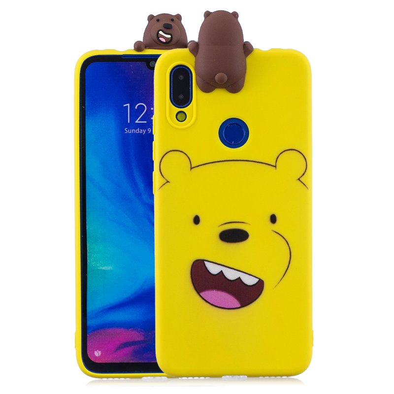 For Redmi NOTE 7 3D Cute Coloured Painted Animal TPU Anti-scratch Non-slip Protective Cover Back Case yellow