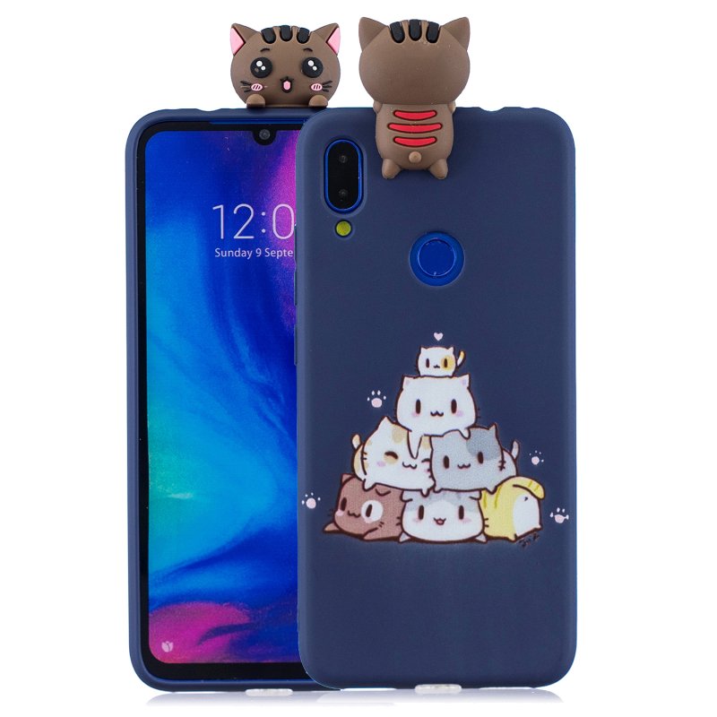 For Redmi NOTE 7 3D Cute Coloured Painted Animal TPU Anti-scratch Non-slip Protective Cover Back Case sapphire
