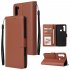 For Redmi NOTE 8 PU Leather Front Putton Protective Phone Case with 3 Cards Bracket brown