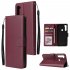For Redmi NOTE 8 PU Leather Front Putton Protective Phone Case with 3 Cards Bracket Red wine
