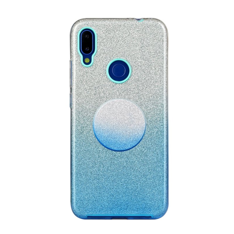 For Redmi Note 7/Note 7 pro/Note 8/Note 8 pro/8/8A Phone Case Gradient Color Glitter Powder Phone Cover with Airbag Bracket blue