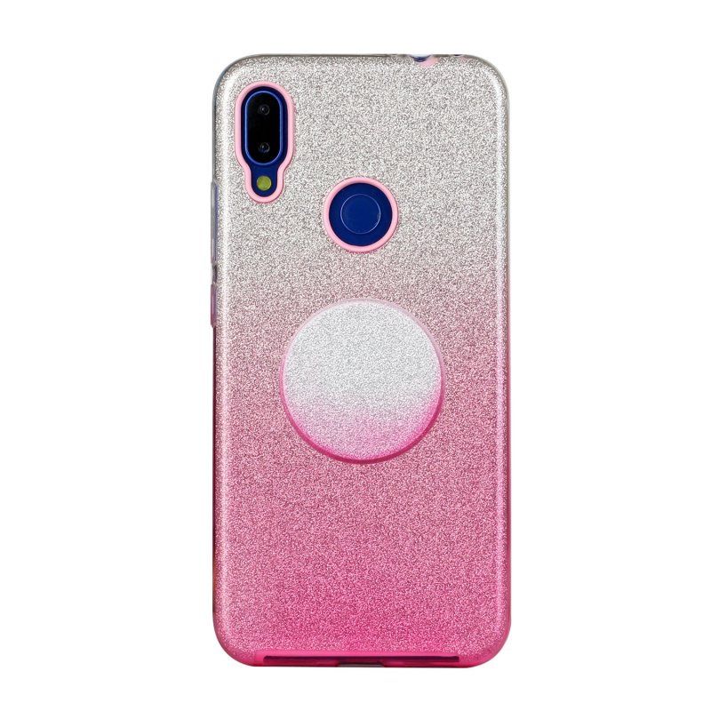 For Redmi Note 7/Note 7 pro/Note 8/Note 8 pro/8/8A Phone Case Gradient Color Glitter Powder Phone Cover with Airbag Bracket Pink