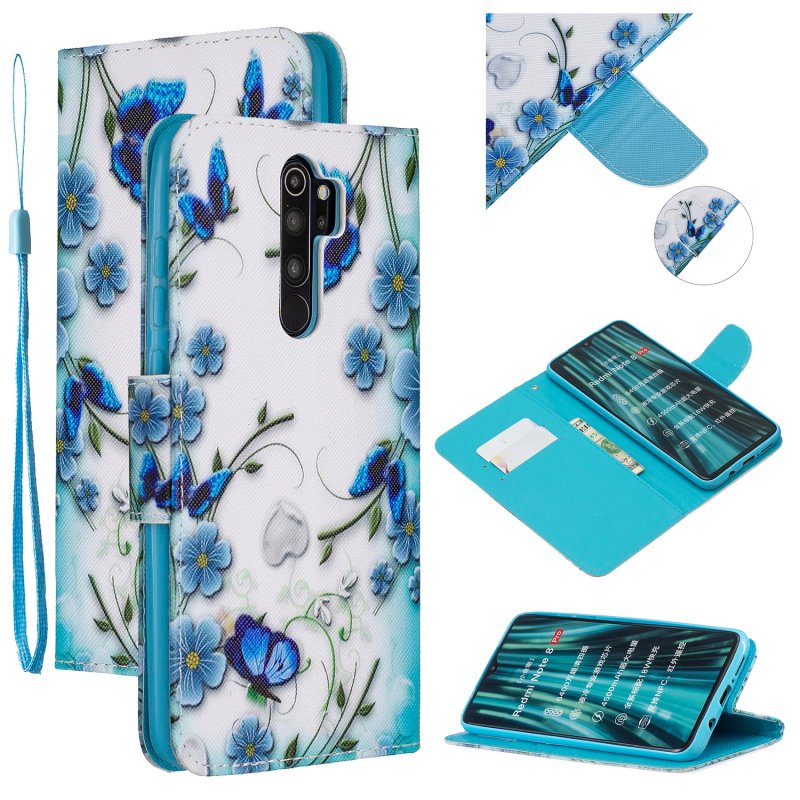 For Redmi Note 8/8 Pro Cellphone Cover Stand Function Wallet Design PU Leather Smartphone Shell Elegant Pattern Printed  Magic butterfly
