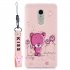 For Redmi note 4X NOTE 4 Cartoon Lovely Coloured Painted Soft TPU Back Cover Non slip Shockproof Full Protective Case with Lanyard Light pink