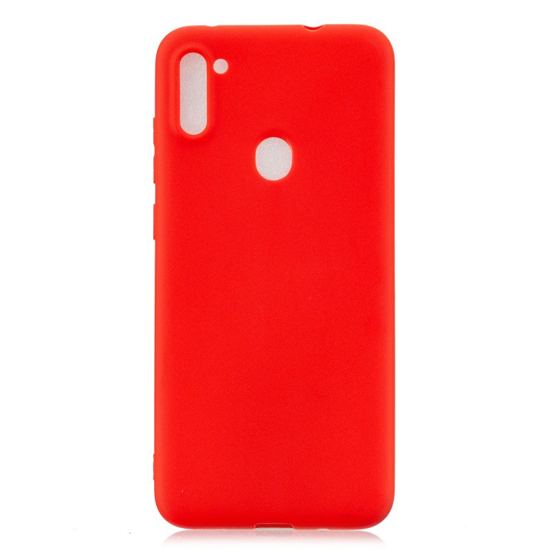 For Samsung A01/ A11/A21/A41/A51/A71/A81/A91 Mobile Phone Case Lovely Candy Color Matte TPU Anti-scratch Non-slip Protective Cover Back Case 4 red