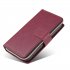 For Samsung A01 A21 A31 A41 A51 Pu Leather  Mobile Phone Cover Zipper Card Bag   Wrist Strap Red wine