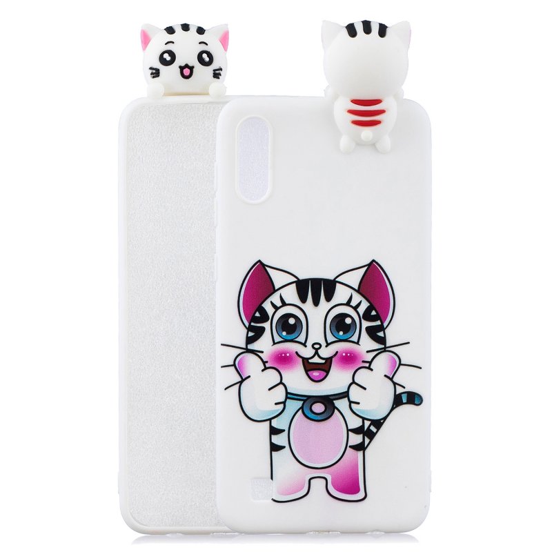 For Samsung A10 3D Cute Coloured Painted Animal TPU Anti-scratch Non-slip Protective Cover Back Case kitten