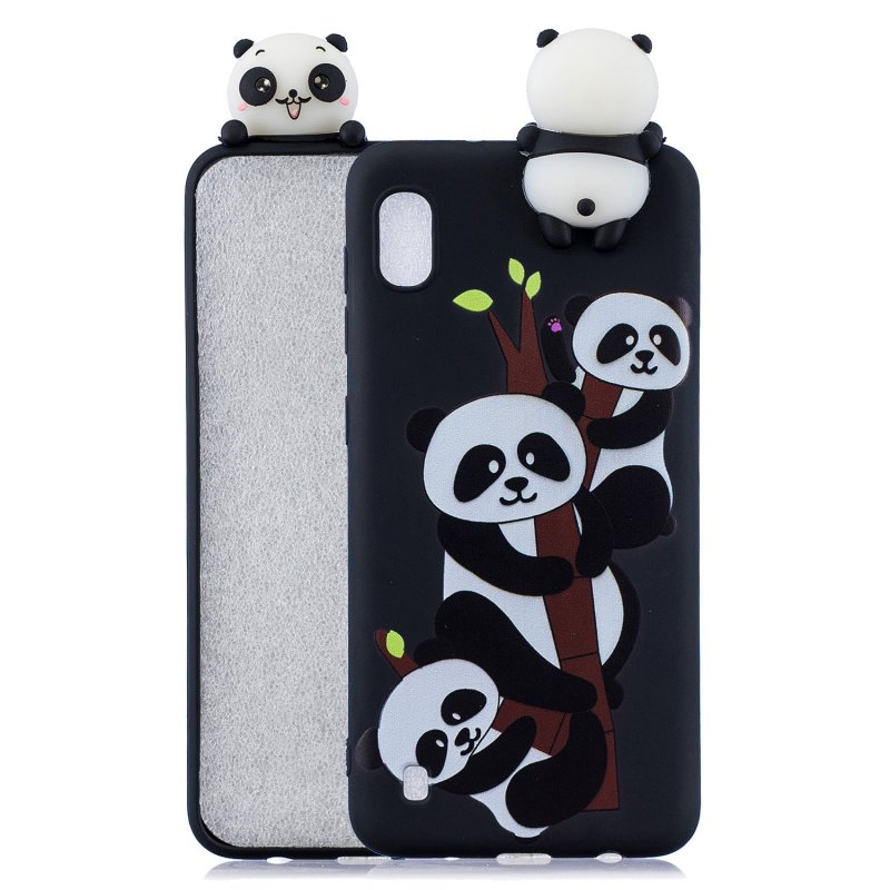 For Samsung A10 3D Cute Coloured Painted Animal TPU Anti-scratch Non-slip Protective Cover Back Case Three pandas