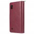For Samsung A10 A20 A30 A50 A30S A50S Pu Leather  Mobile Phone Cover Zipper Card Bag   Wrist Strap Red wine