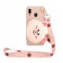 For Samsung A10 A20 A30 Case Mobile Phone Shell Shockproof TPU Cellphone Cover with Cartoon Cat Pig Panda Coin Purse Lovely Shoulder Starp  Pink