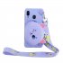 For Samsung A10 A20 A30 Case Mobile Phone Shell Shockproof TPU Cellphone Cover with Cartoon Cat Pig Panda Coin Purse Lovely Shoulder Starp  Purple
