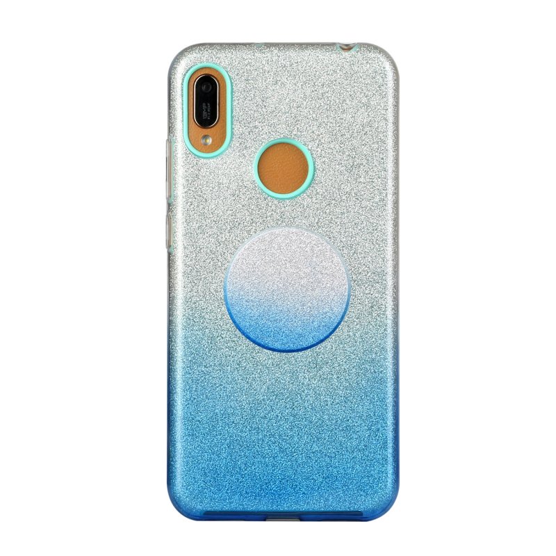 For Samsung A10/A50/A30S/A70/A20S Phone Case Gradient Color Glitter Powder Phone Cover with Airbag Bracket blue