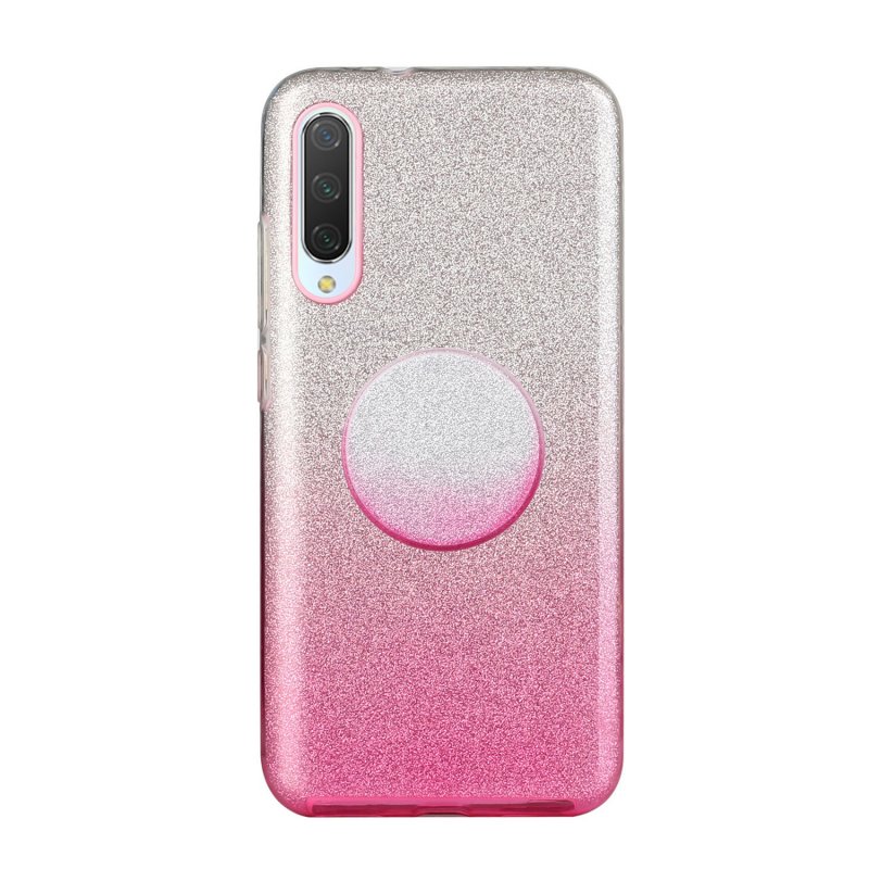 For Samsung A10/A50/A30S/A70/A20S Phone Case Gradient Color Glitter Powder Phone Cover with Airbag Bracket Pink
