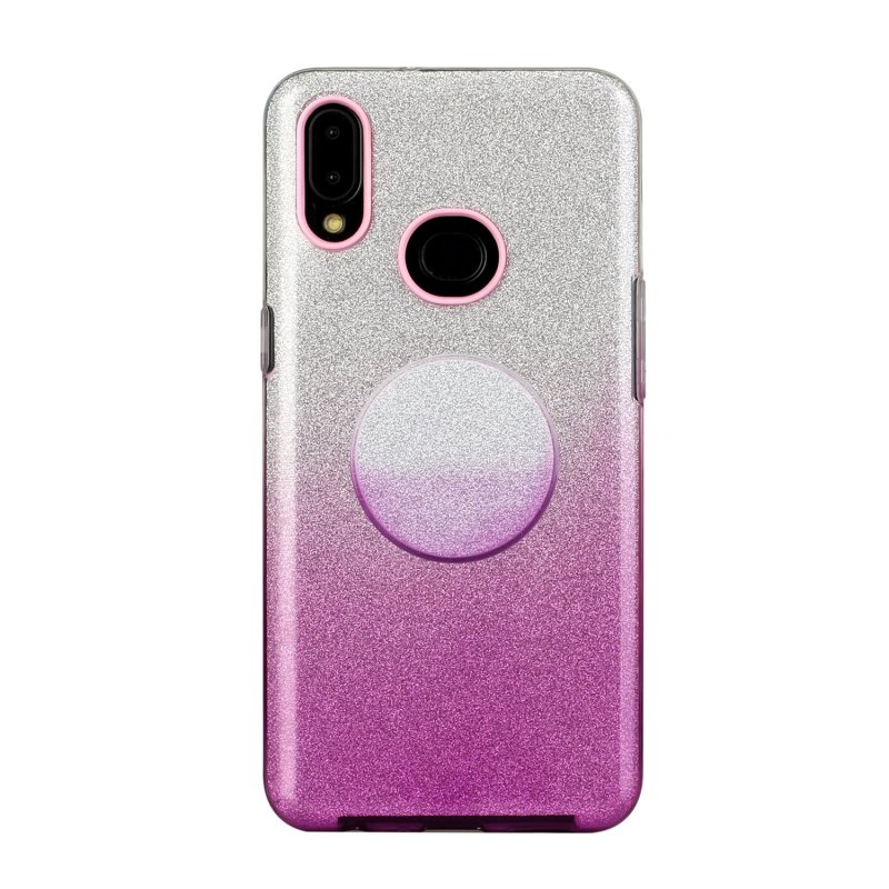 For Samsung A10/A50/A30S/A70/A20S Phone Case Gradient Color Glitter Powder Phone Cover with Airbag Bracket purple