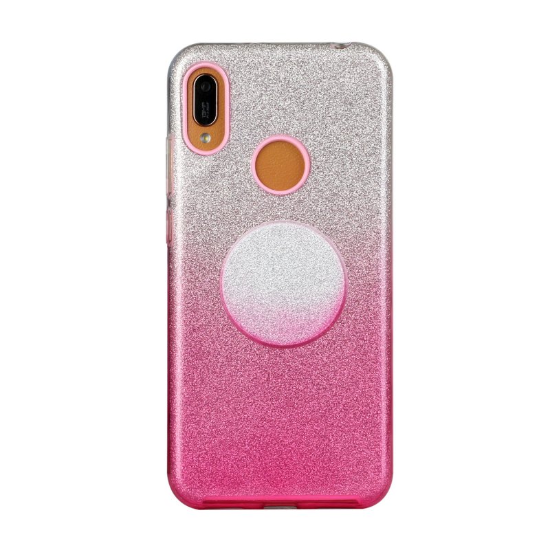For Samsung A10/A50/A30S/A70/A20S Phone Case Gradient Color Glitter Powder Phone Cover with Airbag Bracket Pink