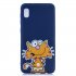 For Samsung A10 Cartoon Lovely Coloured Painted Soft TPU Back Cover Non slip Shockproof Full Protective Case with Lanyard sapphire