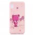For Samsung A10 Cartoon Lovely Coloured Painted Soft TPU Back Cover Non slip Shockproof Full Protective Case with Lanyard Light pink