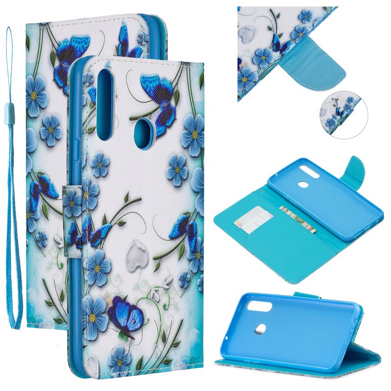 For Samsung A10S/A20S Smartphone Case PU Leather Phone Shell Lovely Cartoon Pattern Card Slots Overall Protection Magic butterfly