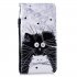 For Samsung A10S A20S Smartphone Case PU Leather Phone Shell Lovely Cartoon Pattern Card Slots Overall Protection Red lip cat