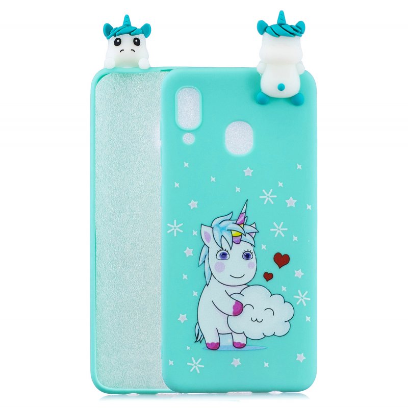 For Samsung A10S A20S Color Painting Pattern Drop Protection Soft TPU Mobile Phone Case+Back Cover Bracket Love unicorn