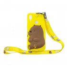 For <span style='color:#F7840C'>Samsung</span> A10S A20S TPU Full Protective Cartoon Mobile <span style='color:#F7840C'>Phone</span> Cover with Coin Purse+Hanging Lanyard 1 yellow brown bear