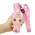 For Samsung A10S A20S TPU Full Protective Cartoon Mobile Phone Cover with Coin Purse Hanging Lanyard 3 deep pink piglets