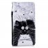 For Samsung A10S A20S Smartphone Case PU Leather Phone Shell Lovely Cartoon Pattern Card Slots Overall Protection Black white cat