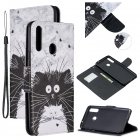 For Samsung A10S/A20S Smartphone Case PU Leather Phone Shell Lovely Cartoon Pattern Card Slots Overall Protection Black white cat