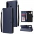 For Samsung A10S A20S Cellphone Cover Mobile Phone Shell Buckle Closure Cards Slots PU Leather Smart Shell with Wallet Overall Protection blue